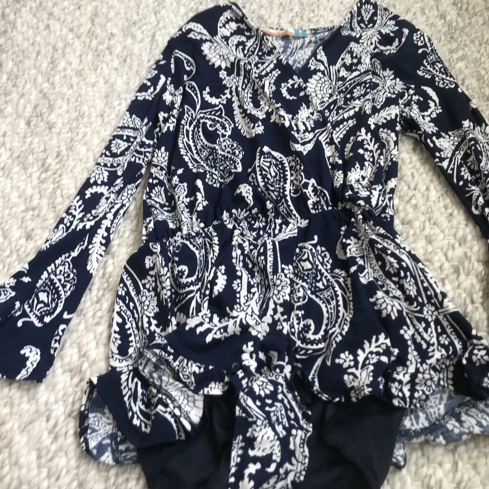 Vintage Havana patterned long sleeve  romper